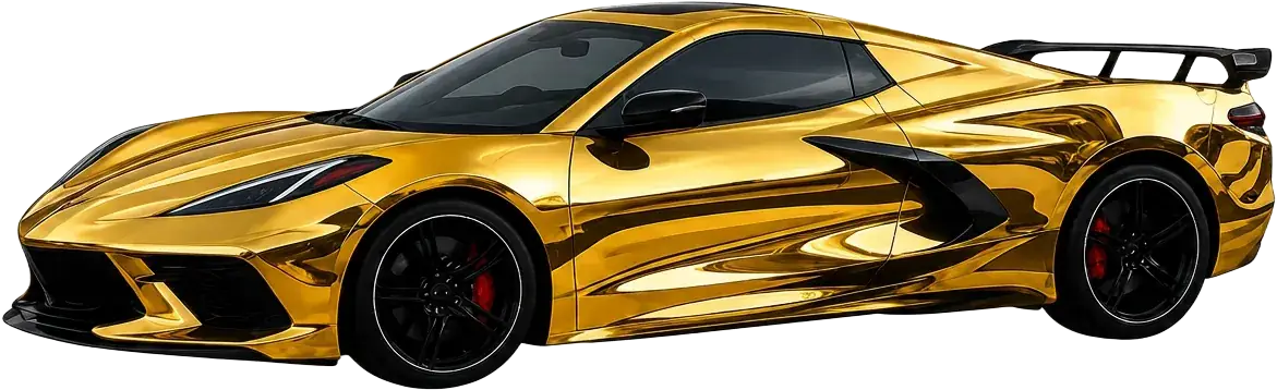 Chrome-wrapped sports car
